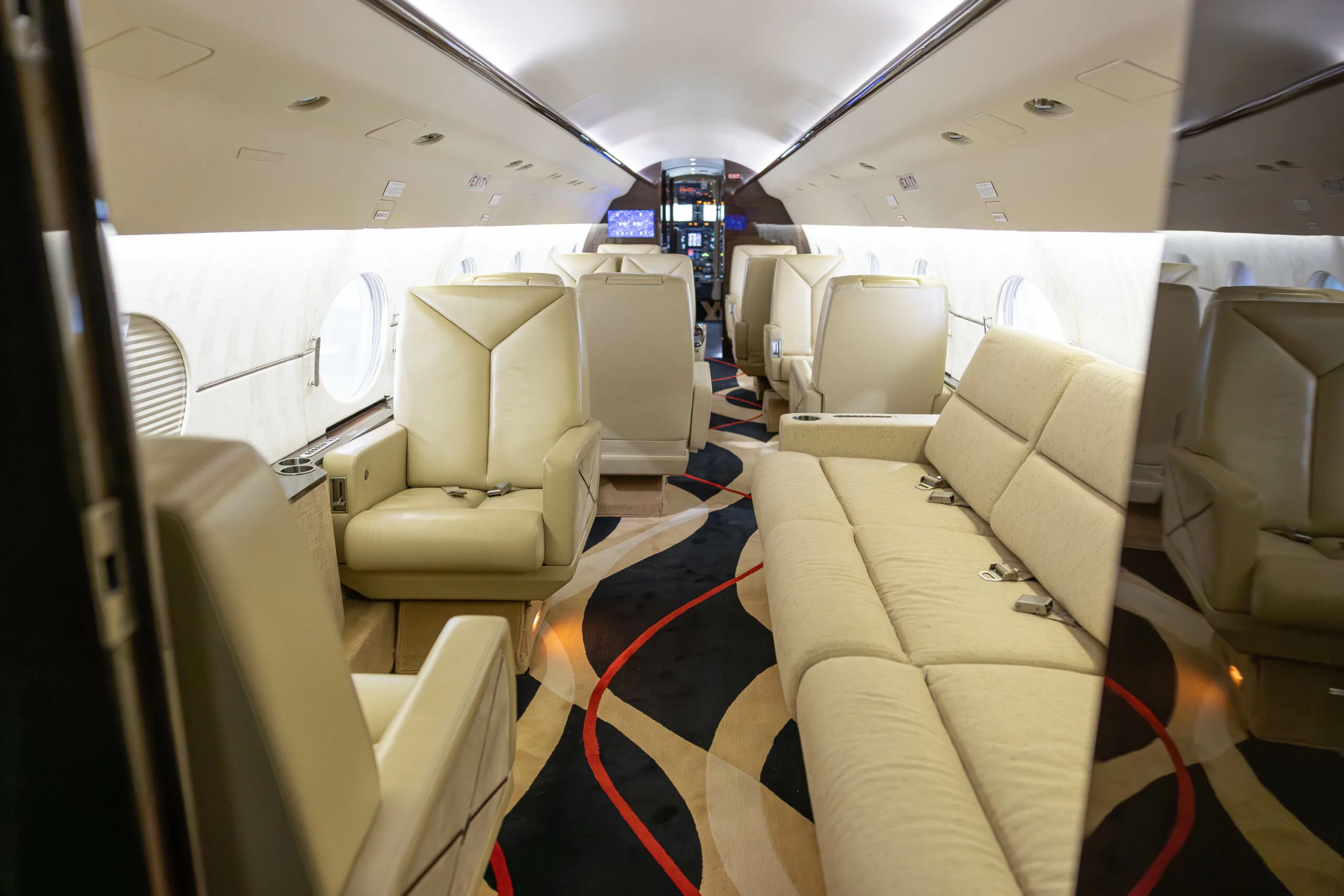 Cabin interior of a Gulfstream GIV.