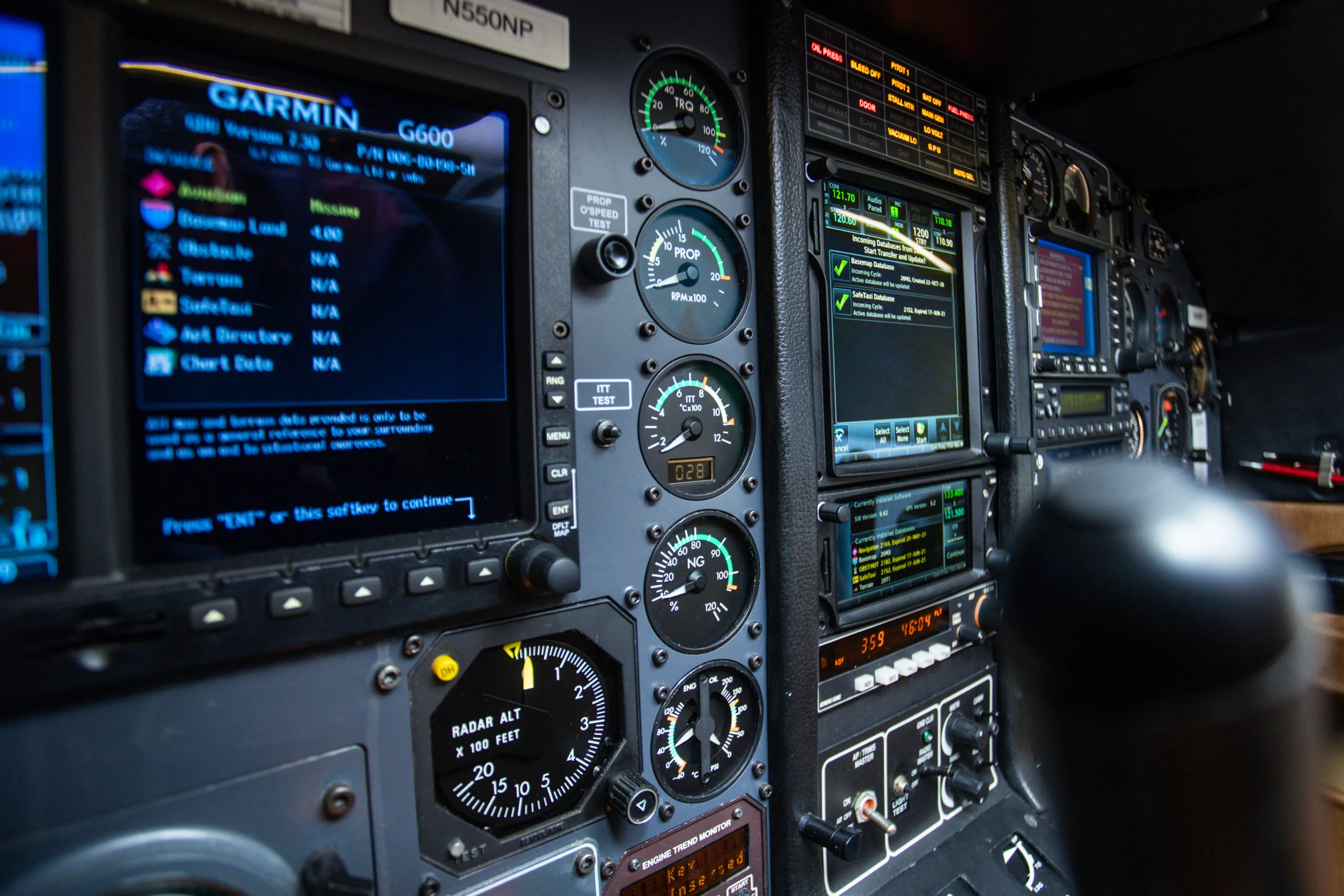 Avionics suite of a Socata TBM 700B.