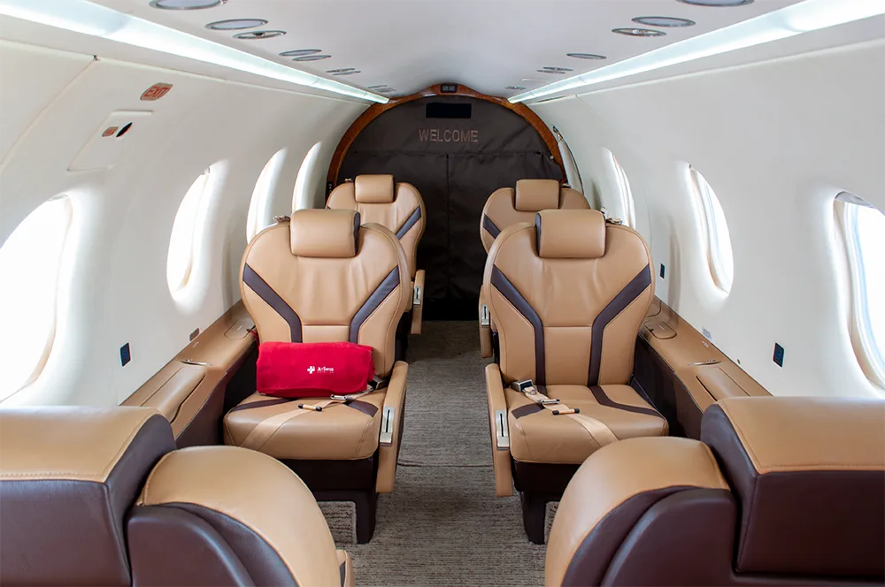 Cabin interior of a 2002 Pilatus PC-12/45.