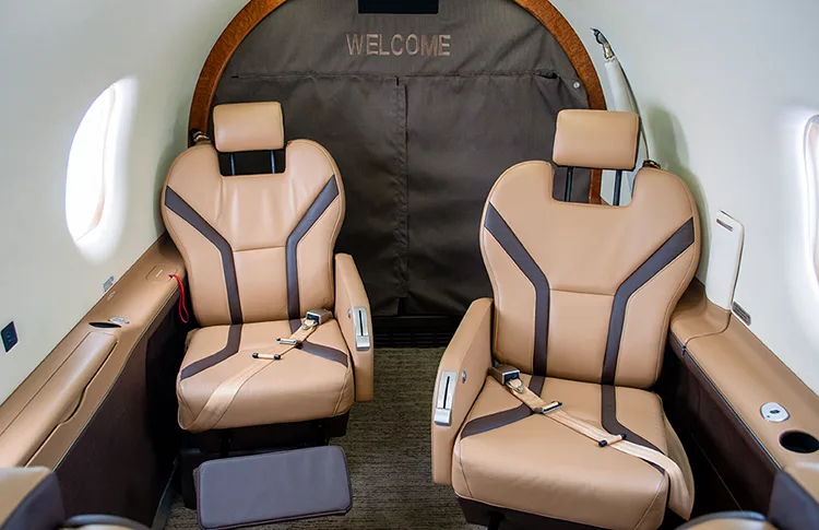 Cabin interior of a 2002 Pilatus PC-12/45.
