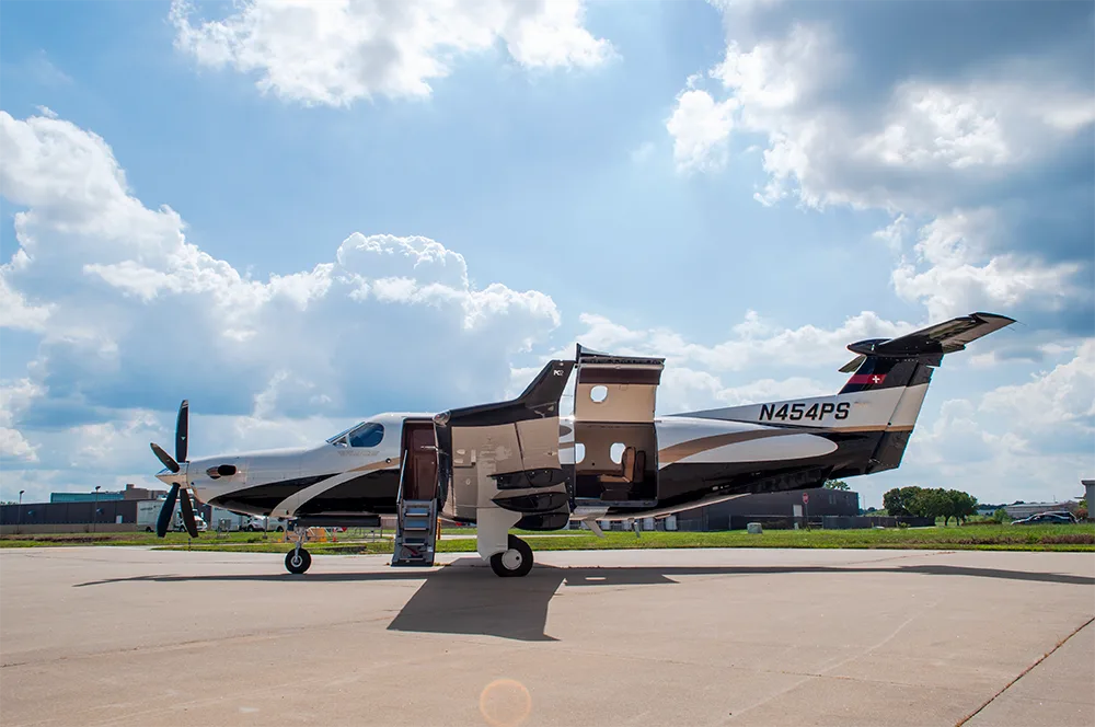 Exterior view of a 2002 Pilatus PC-12/45.