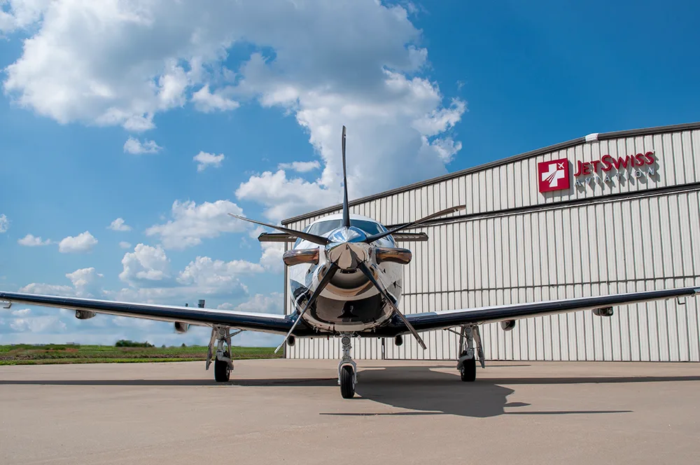 Exterior view of a 2002 Pilatus PC-12/45.