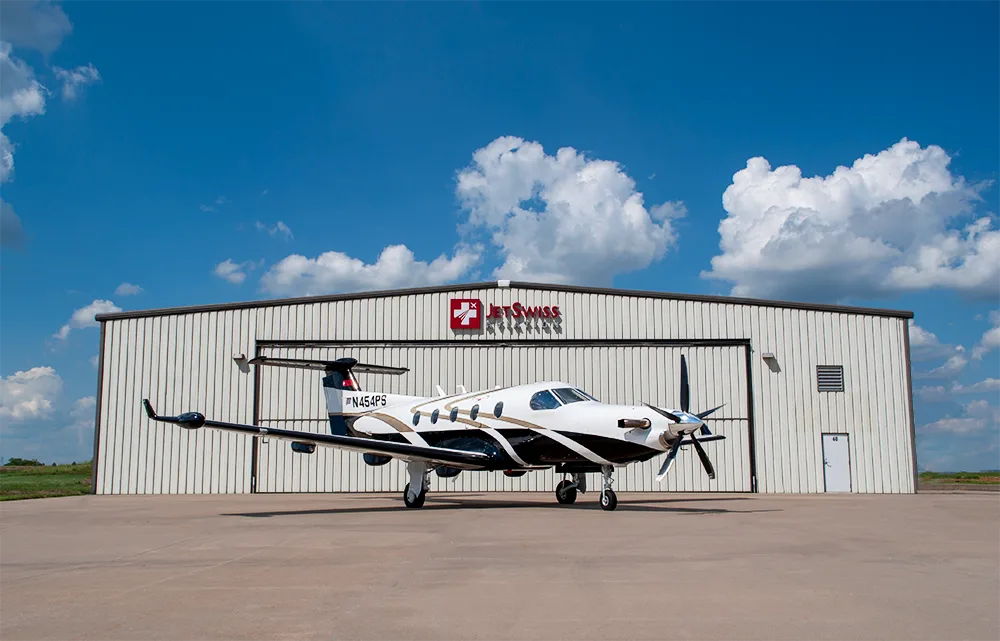 Exterior view of a 2002 Pilatus PC-12/45.