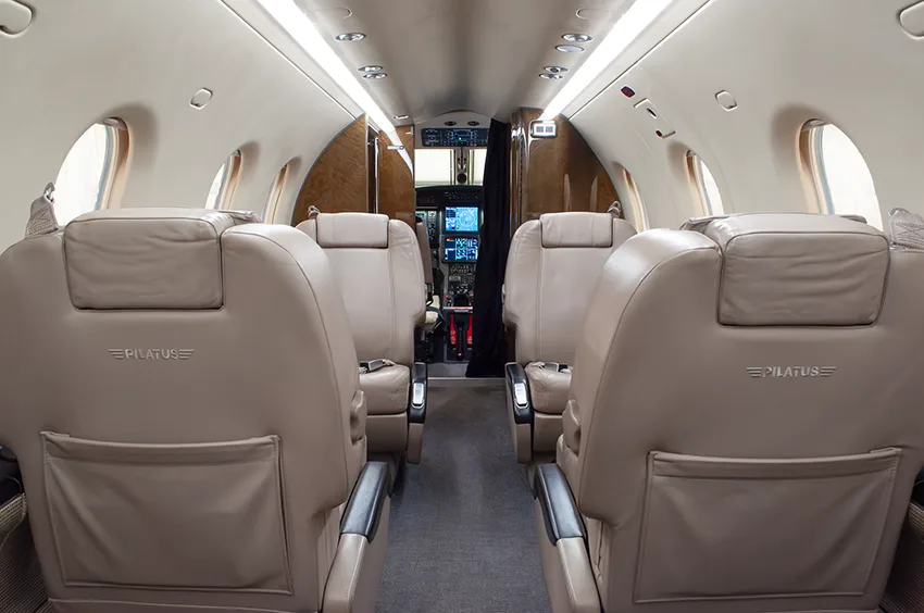 Cabin interior of a 2011 Pilatus.