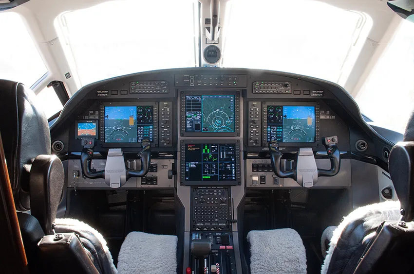 Avionics suite of a 2015 Pilatus.