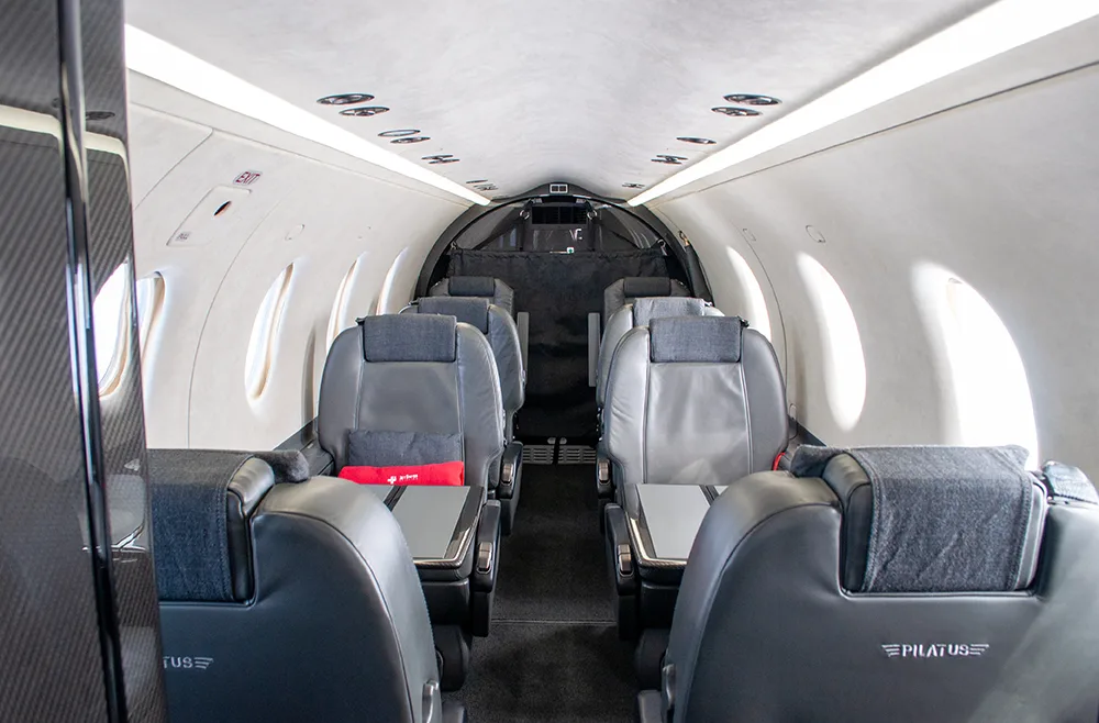 Cabin interior of a 2017 Pilatus.