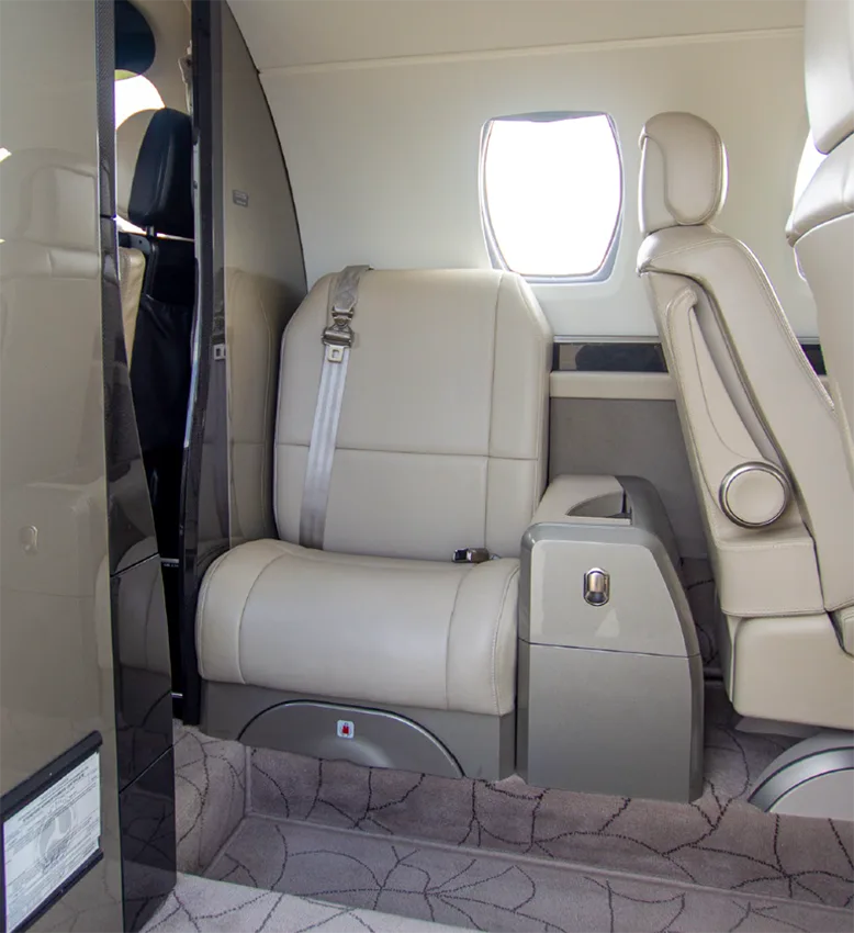 Cabin interior of a 2019 Cessna Citation M2.