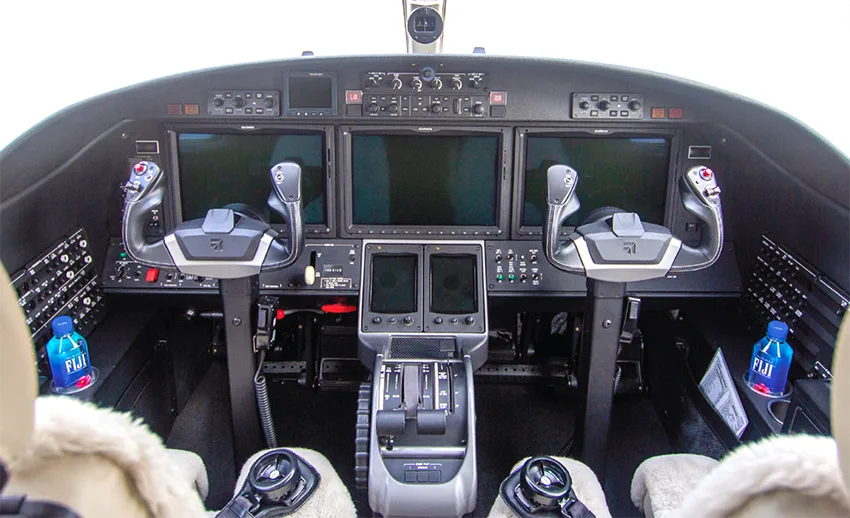 Cockpit and instrument panel of a 2019 Cessna Citation M2.
