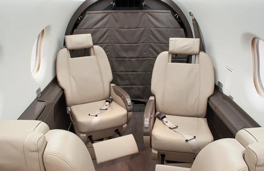 Cabin interior of a 2019 Pilatus.