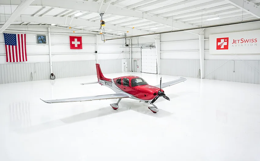 Exterior view of a 2022 Cirrus SR22 G6.