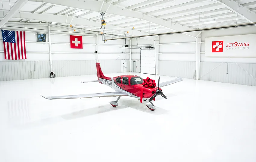 Exterior view of a 2022 Cirrus SR22 G6.