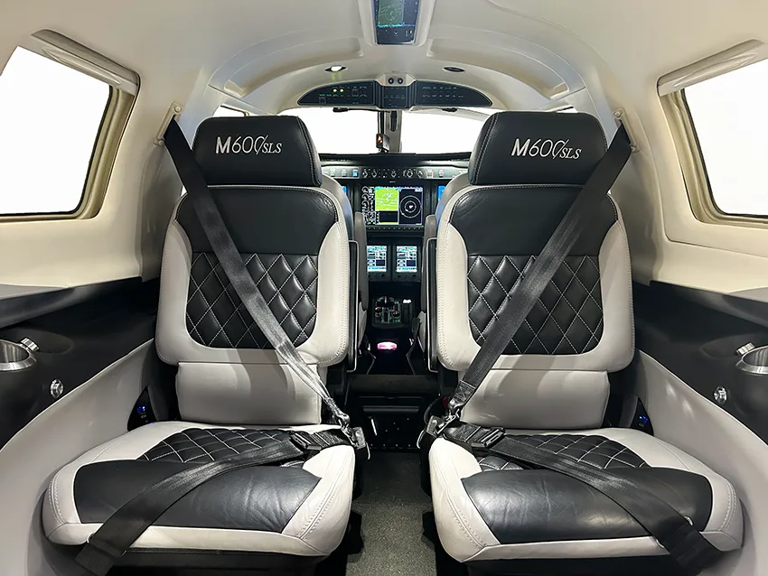 Cabin interior of a 2022 Piper M600 SLS.