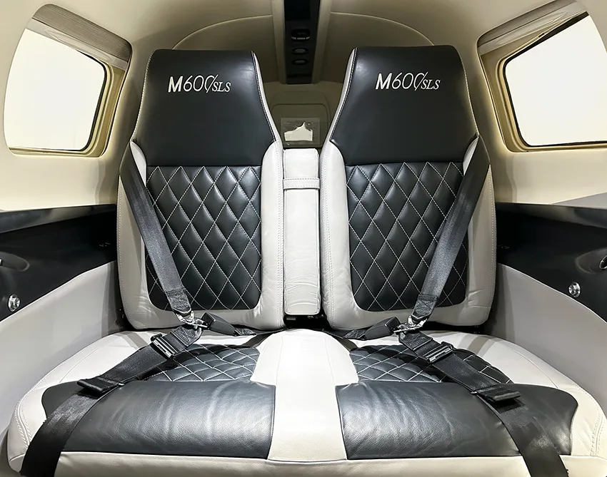 Cabin interior of a 2022 Piper M600 SLS.