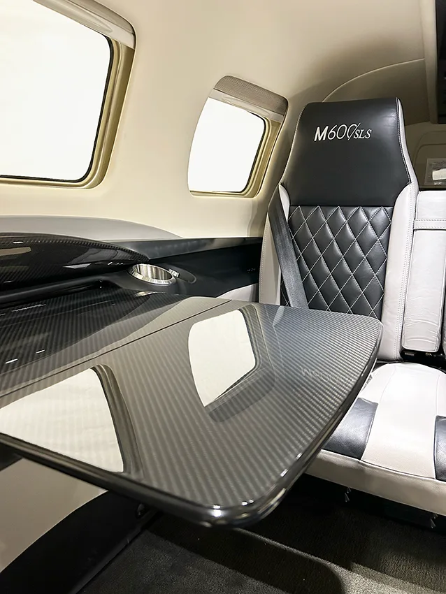 Cabin interior of a 2022 Piper M600 SLS.
