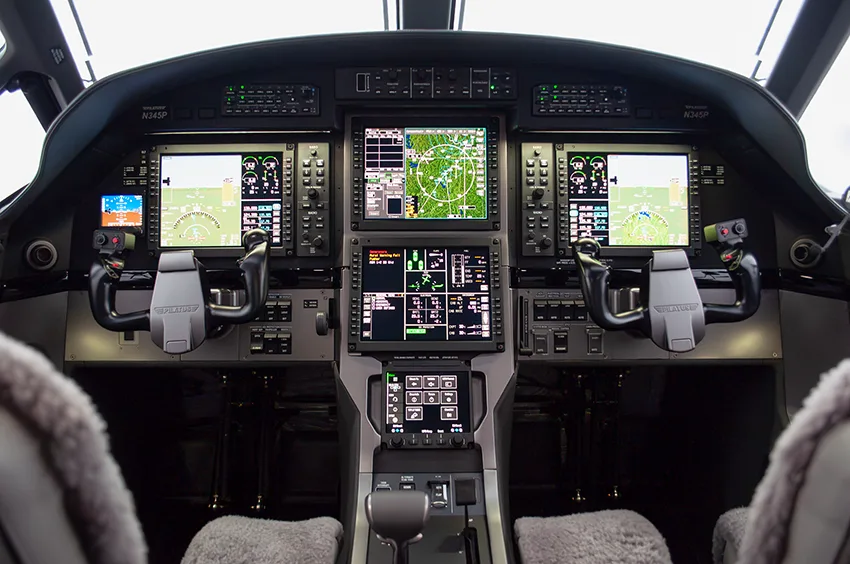 Cockpit and instrument panel of a 2023 Pilatus PC-12 NGX – SN 2271.