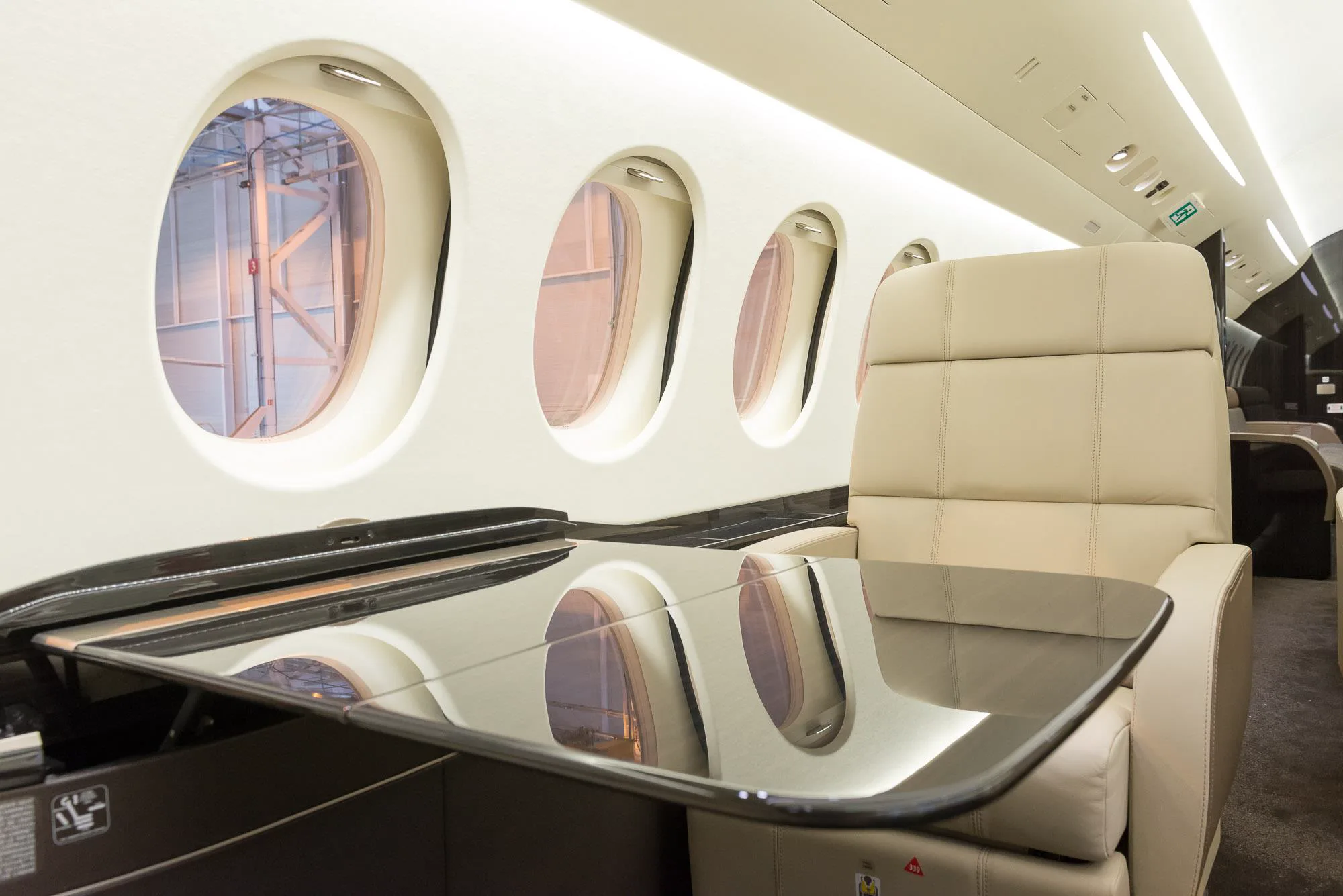 Cabin interior of a 2015 Dassault falcon 7x.