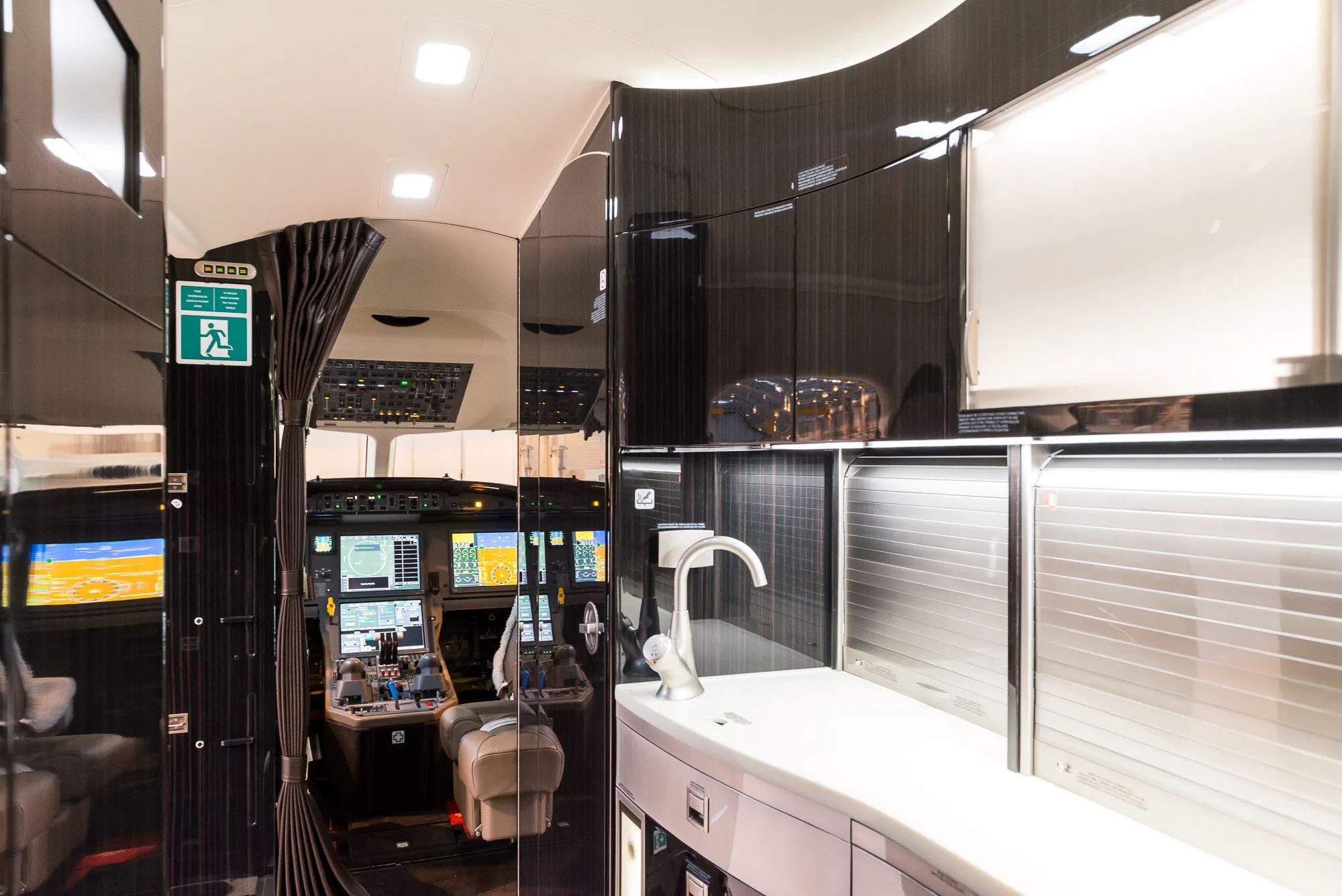Cabin interior of a 2015 Dassault falcon 7x.