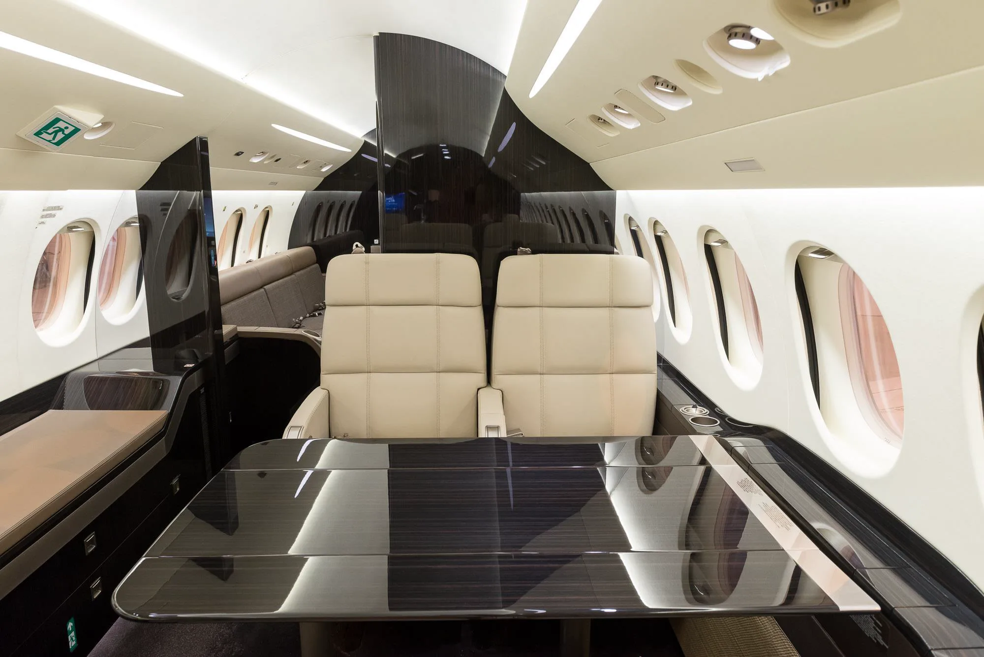 Cabin interior of a 2015 Dassault falcon 7x.