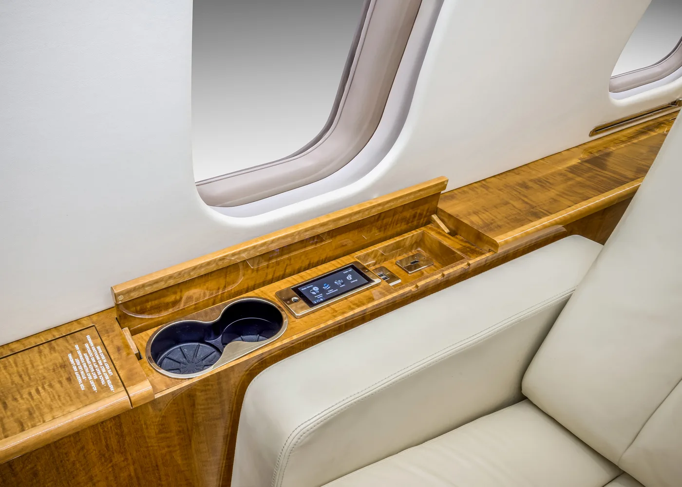 Cabin interior of a Bombardier global express 2.