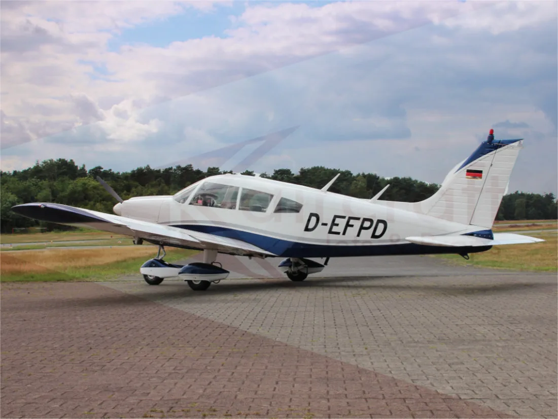 Exterior view of a 1972 Piper pa28 180 challenger 284.
