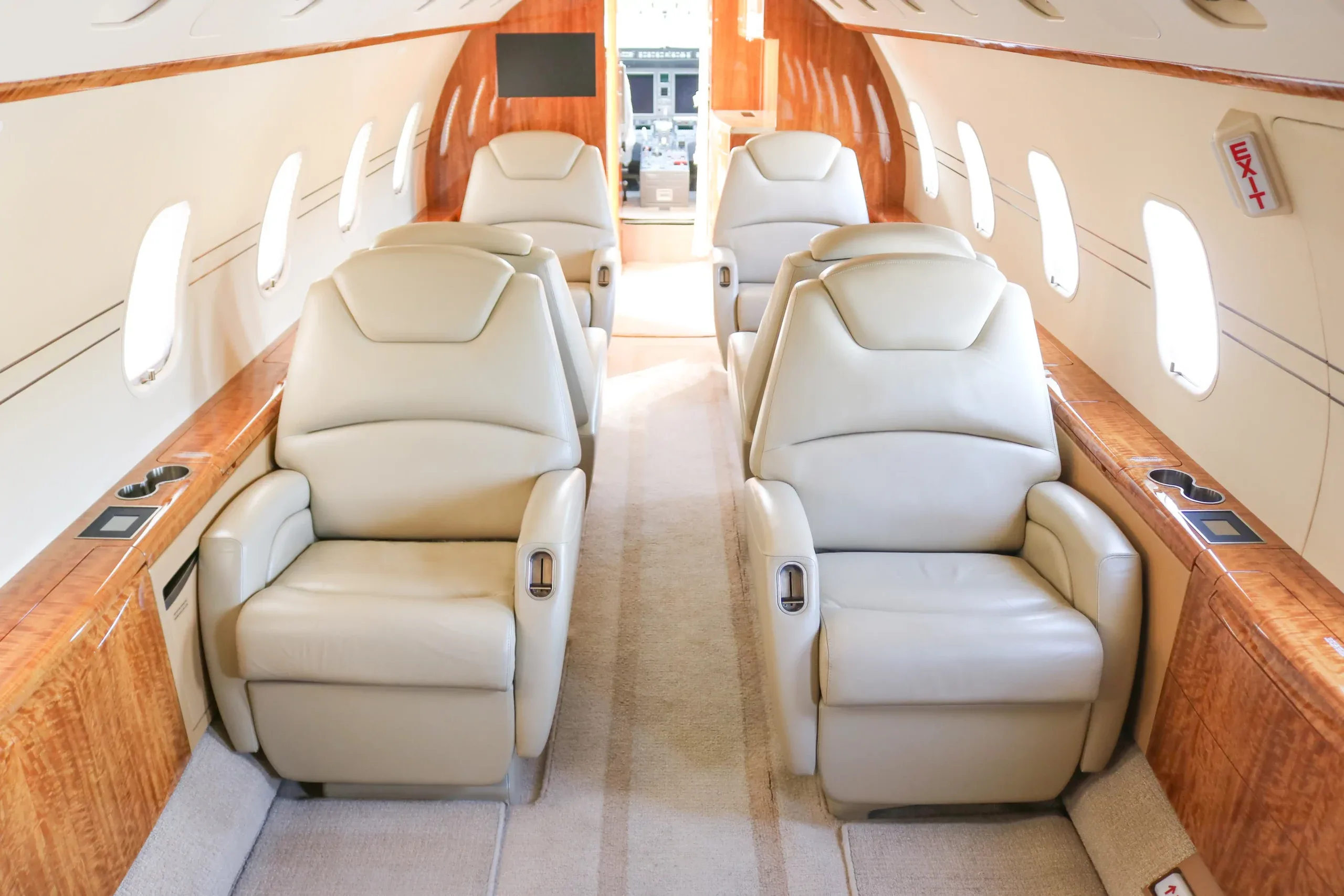 Cabin interior of a 2009 Bombardier Challenger 300.