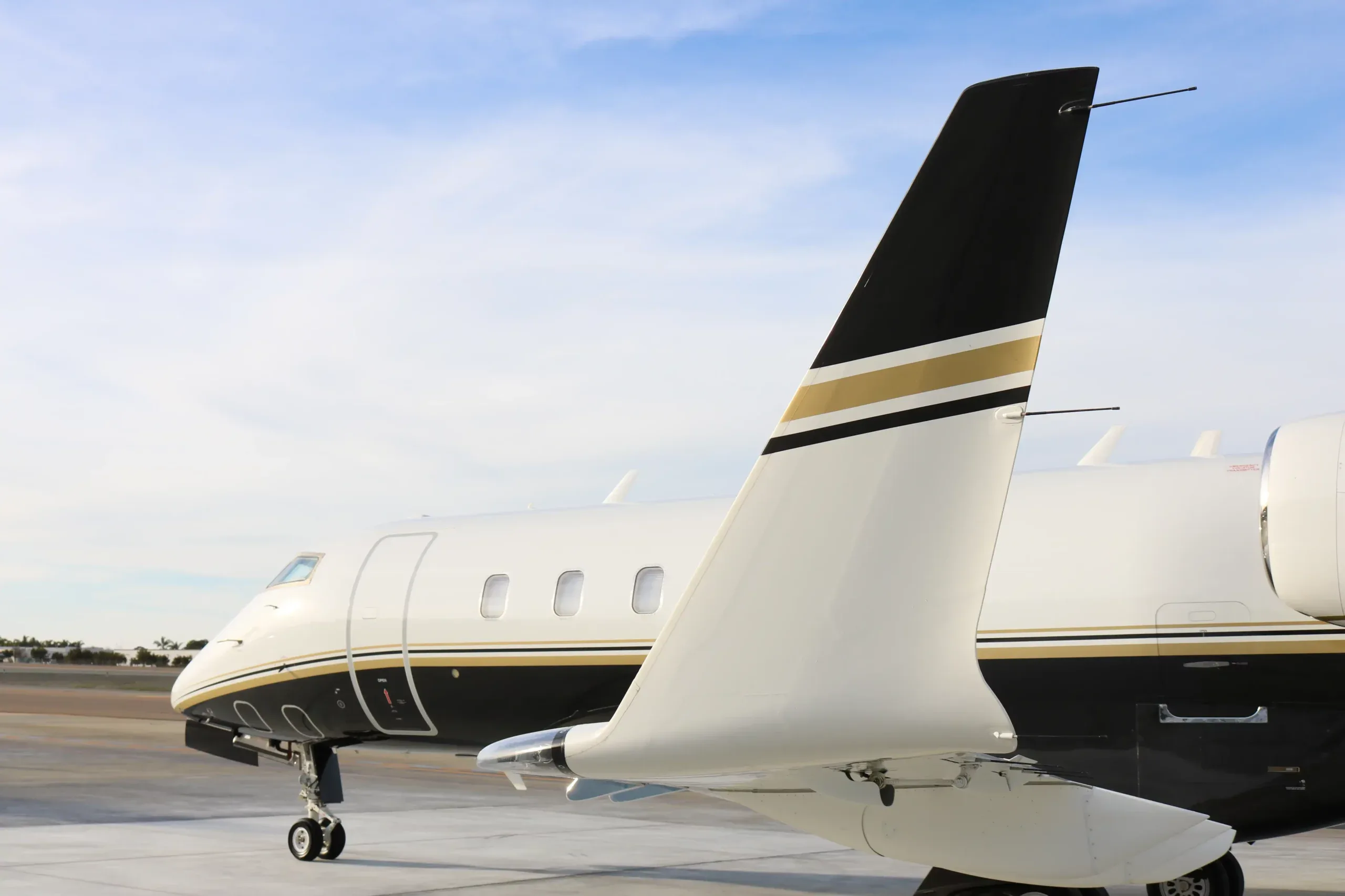 Exterior view of a 2009 Bombardier Challenger 300, N423JG.