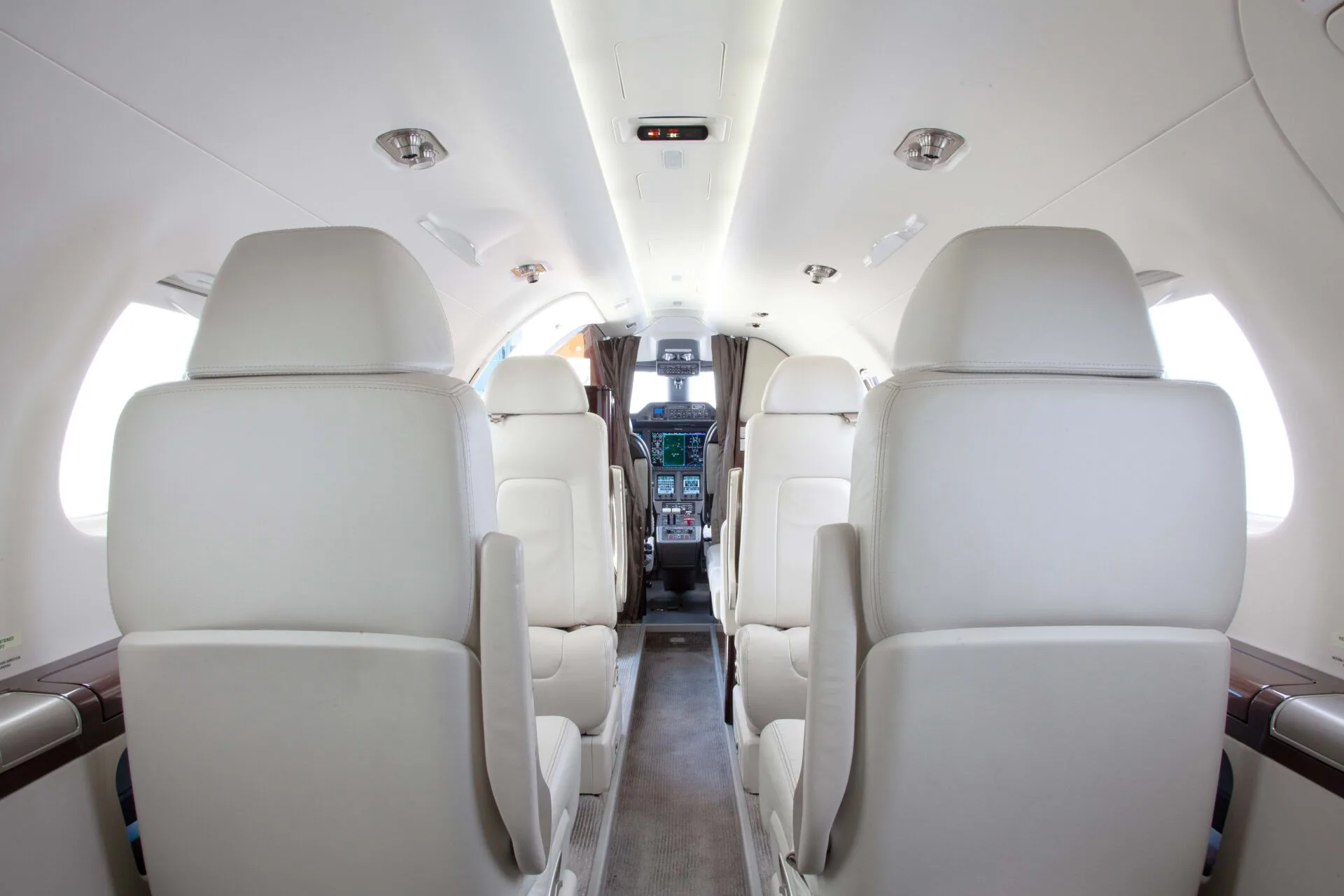 Cabin interior of a 2017 Embraer Phenom 300.