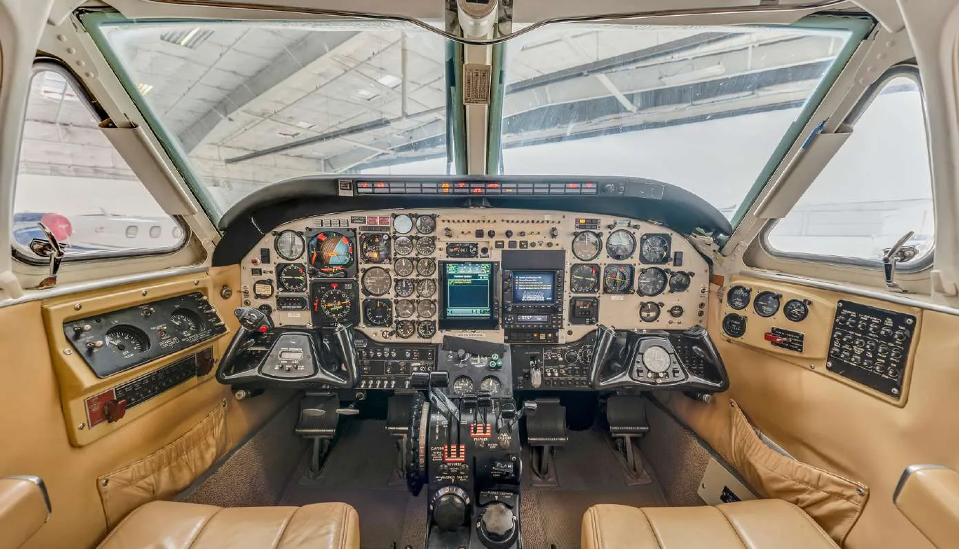 Cockpit and instrument panel of a 1980 Beechcraft KING AIR C90 | Leviate Air Group.