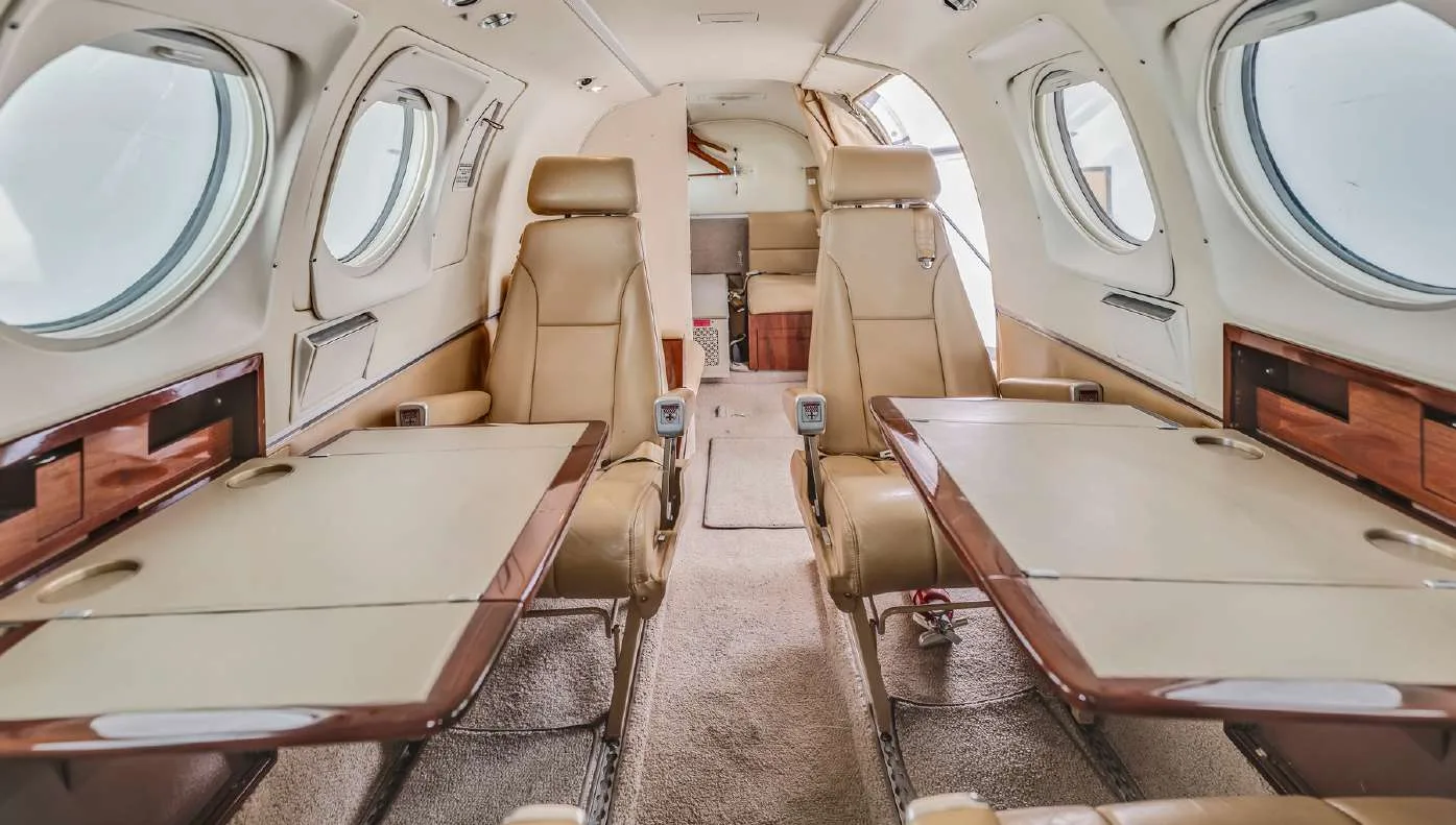 Cabin interior of a 1980 Beechcraft KING AIR C90 | Leviate Air Group.