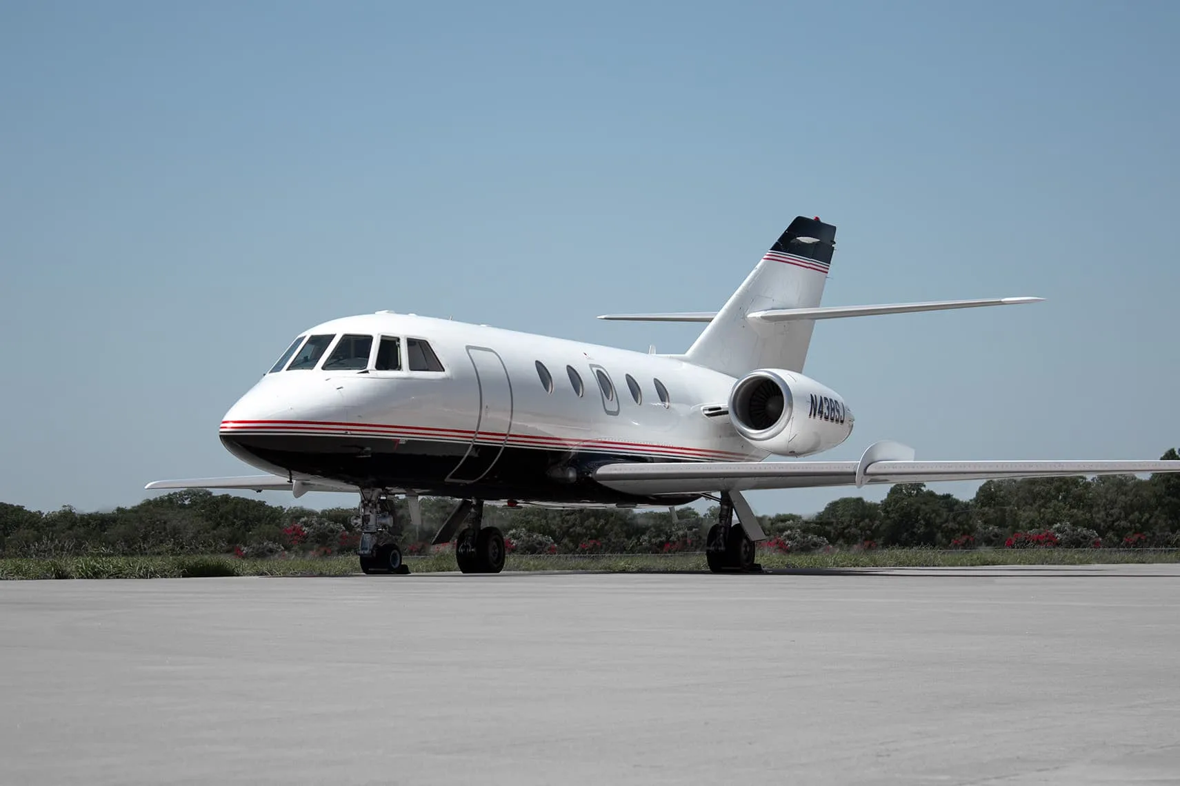 Exterior view of a 1981 Dassault Falcon 20F-5BR.