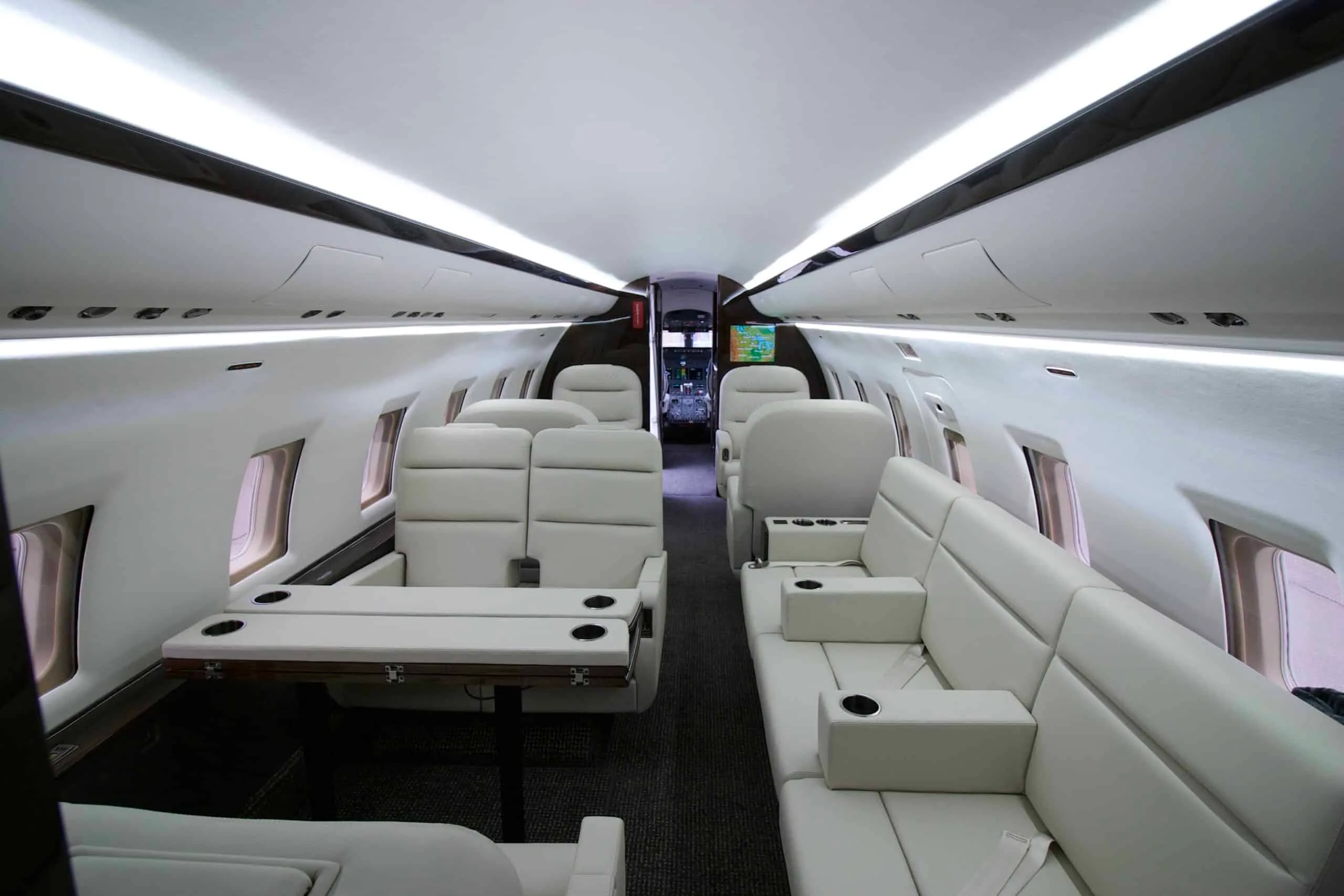 Cabin interior of a 2000 Bombardier Challenger 604 | Leviate Air Group.