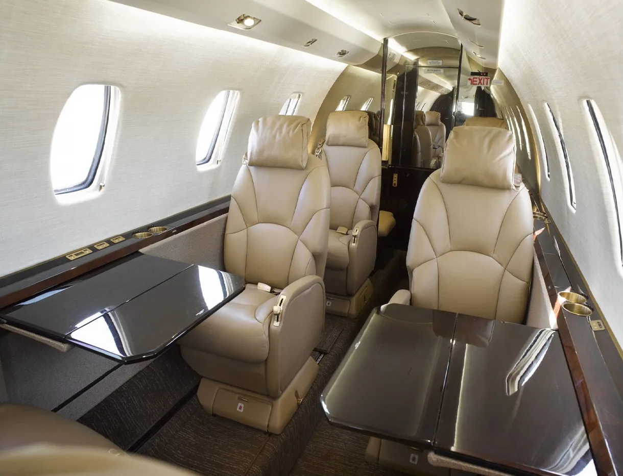 Cabin interior of a 2003 Cessna Citation Excel | Leviate Air Group.