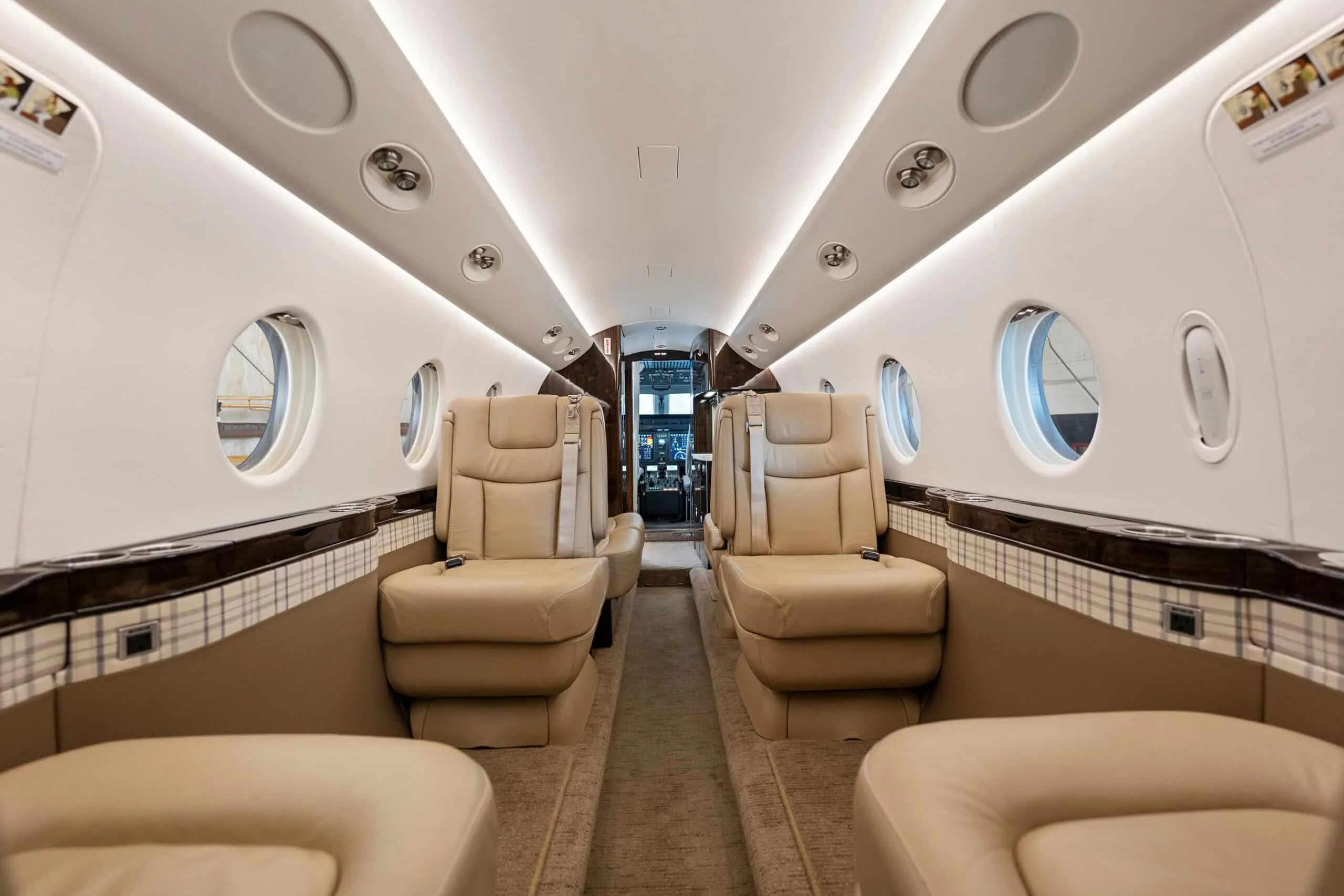 Cabin interior of a 2007 Gulfstream G150 | Leviate Air Group.