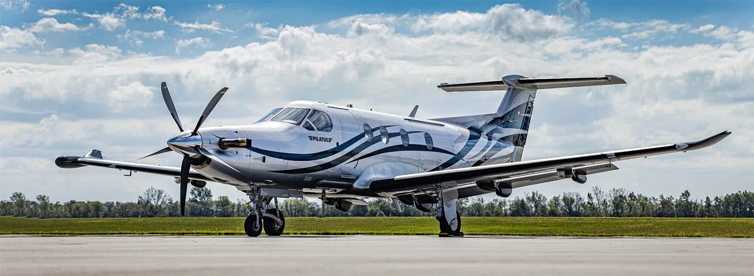 Exterior view of a 2008 Pilatus PC-12 NG | Leviate Air Group.