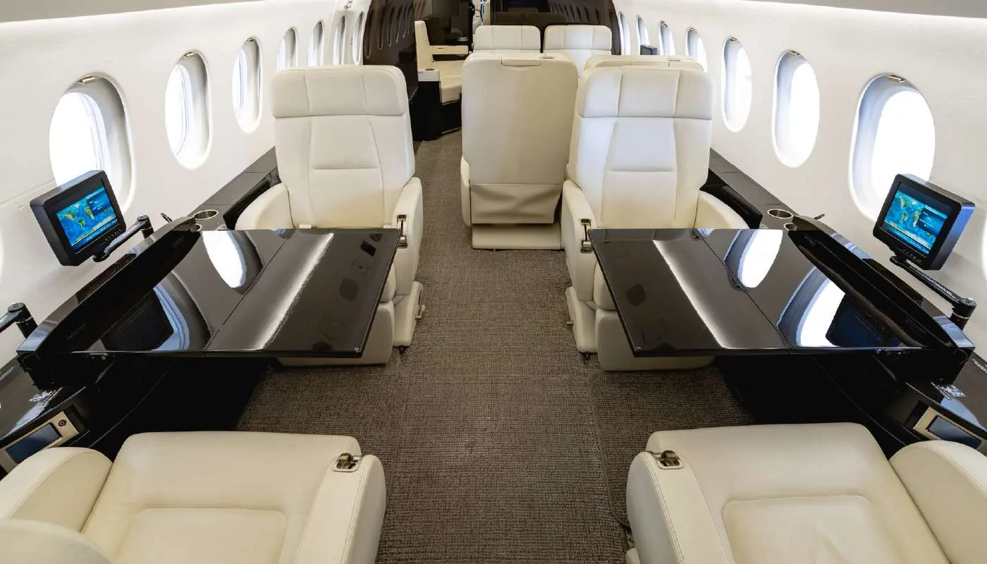 Cabin interior of a 2010 Dassault Falcon 900EX EASY SN 219 | Leviate Air Group.