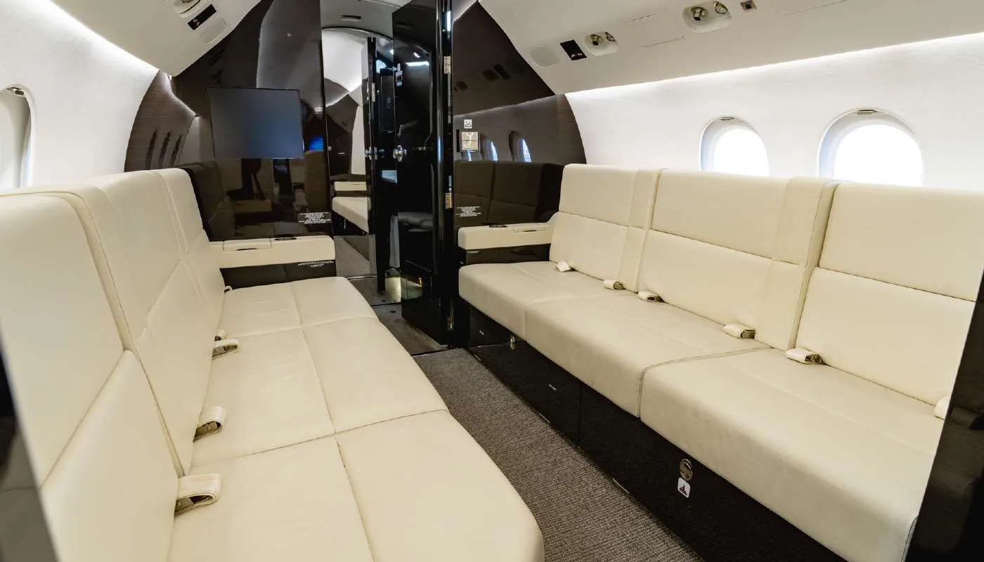 Cabin interior of a 2010 Dassault Falcon 900EX EASY SN 219 | Leviate Air Group.