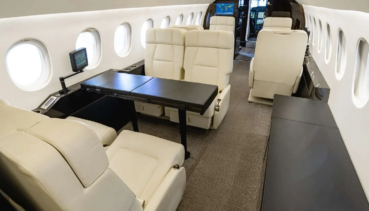 Cabin interior of a 2010 Dassault Falcon 900EX EASY SN 219 | Leviate Air Group.
