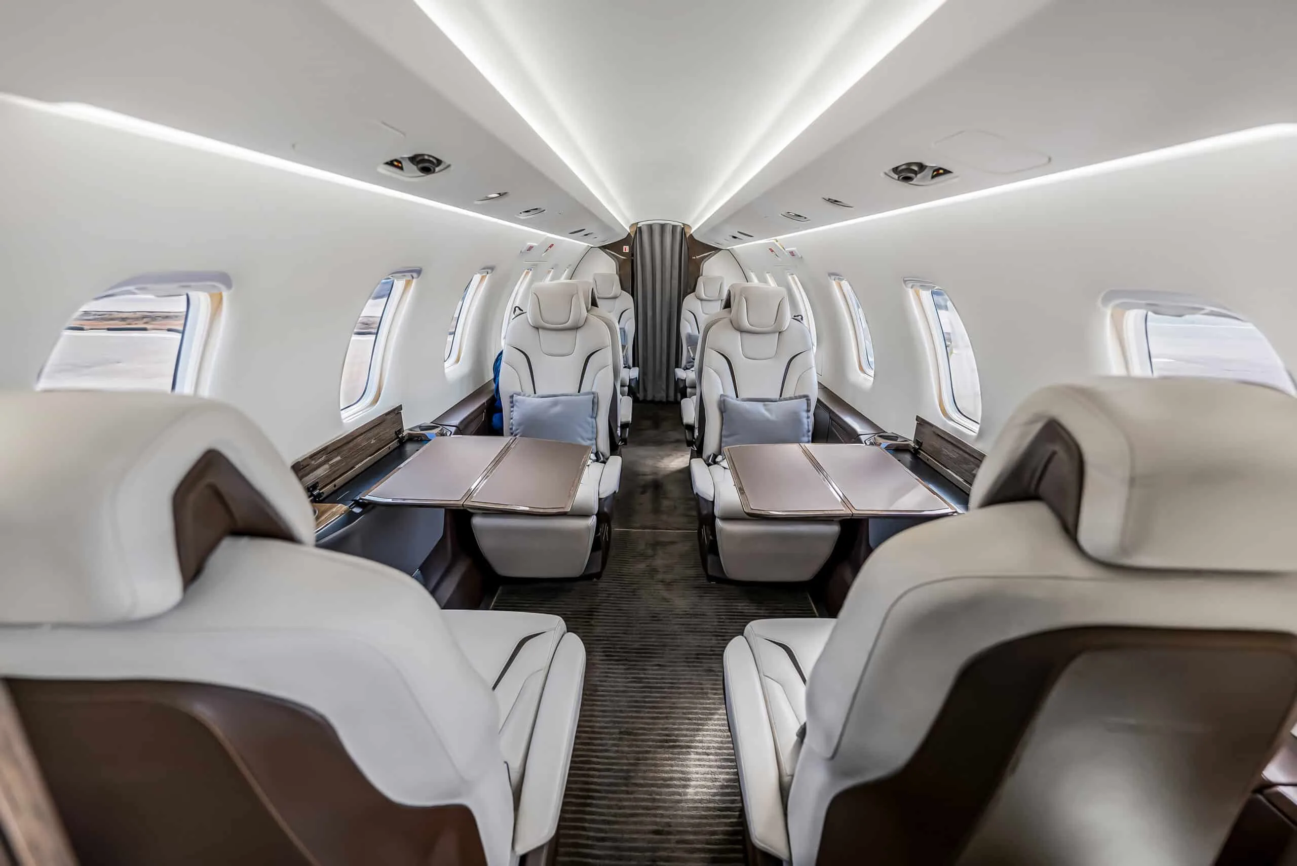 Cabin interior of a 2018 Pilatus PC-24 | Leviate Air Group.