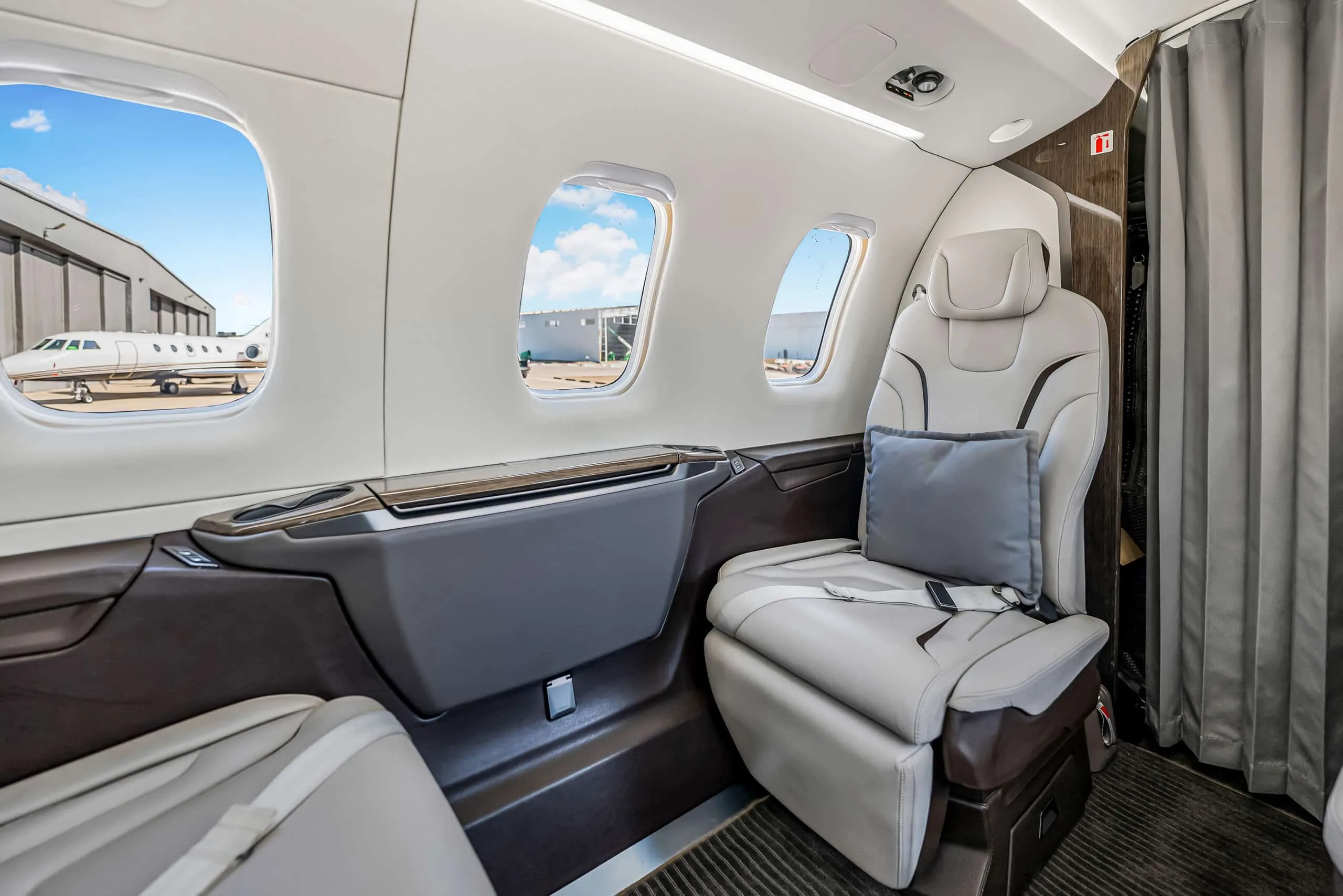Cabin interior of a 2018 Pilatus PC-24 | Leviate Air Group.