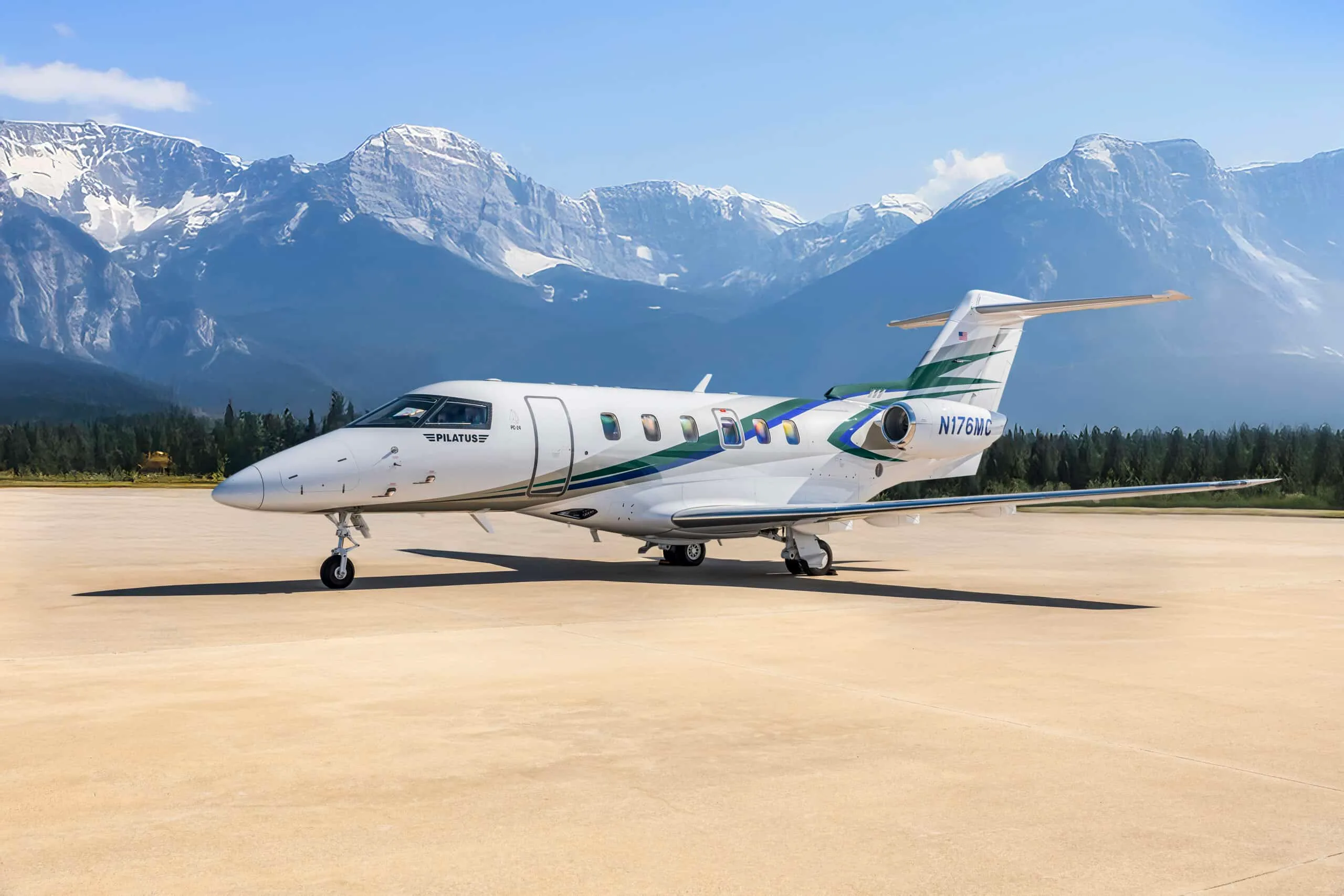 Exterior view of a 2018 Pilatus PC-24 | Leviate Air Group.