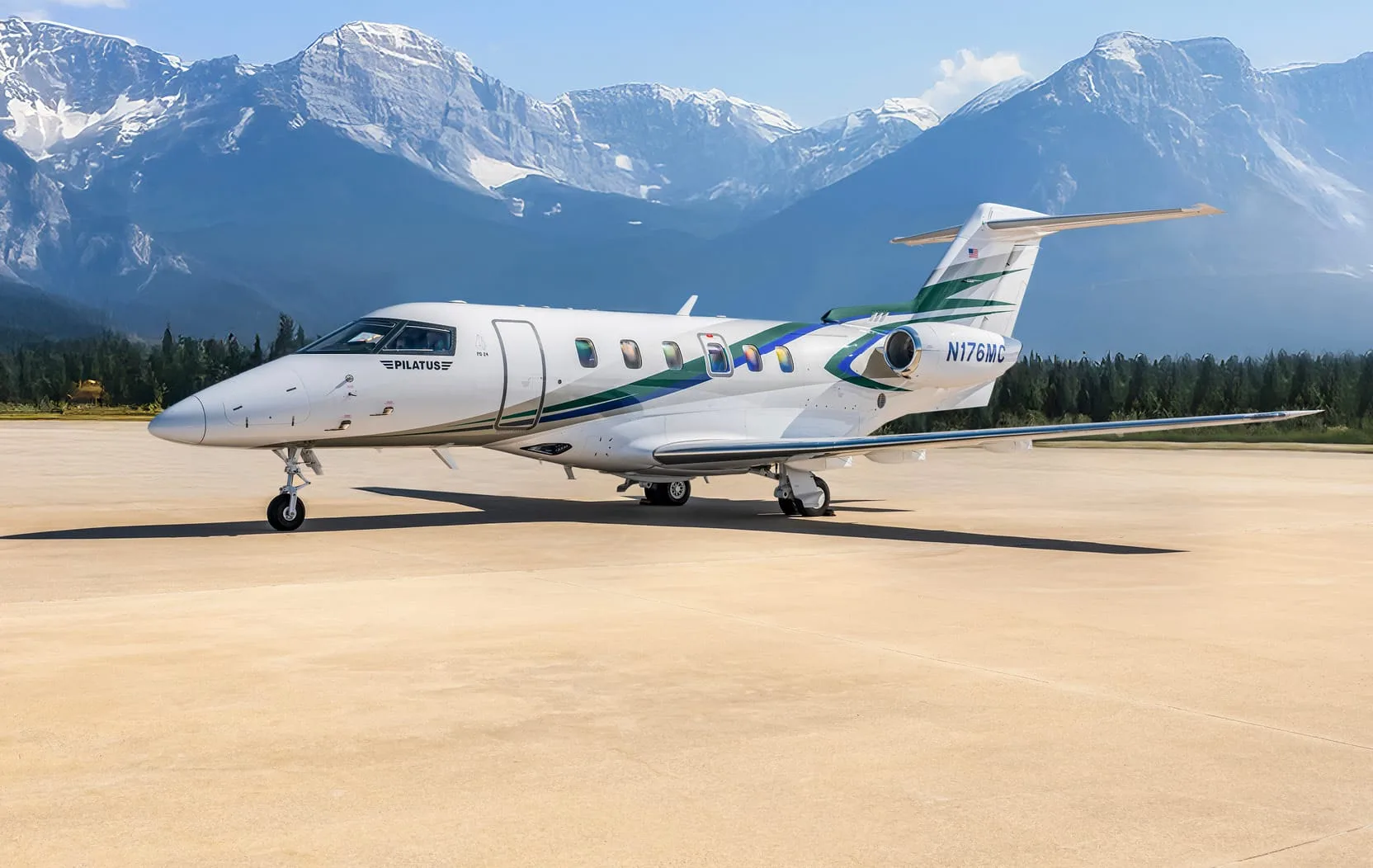 Exterior view of a 2018 Pilatus PC-24 | Leviate Air Group.