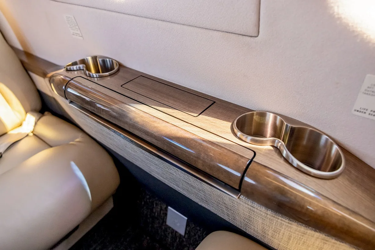 Cabin interior of a 2019 Beechcraft King Air 350i | Leviate Air Group.