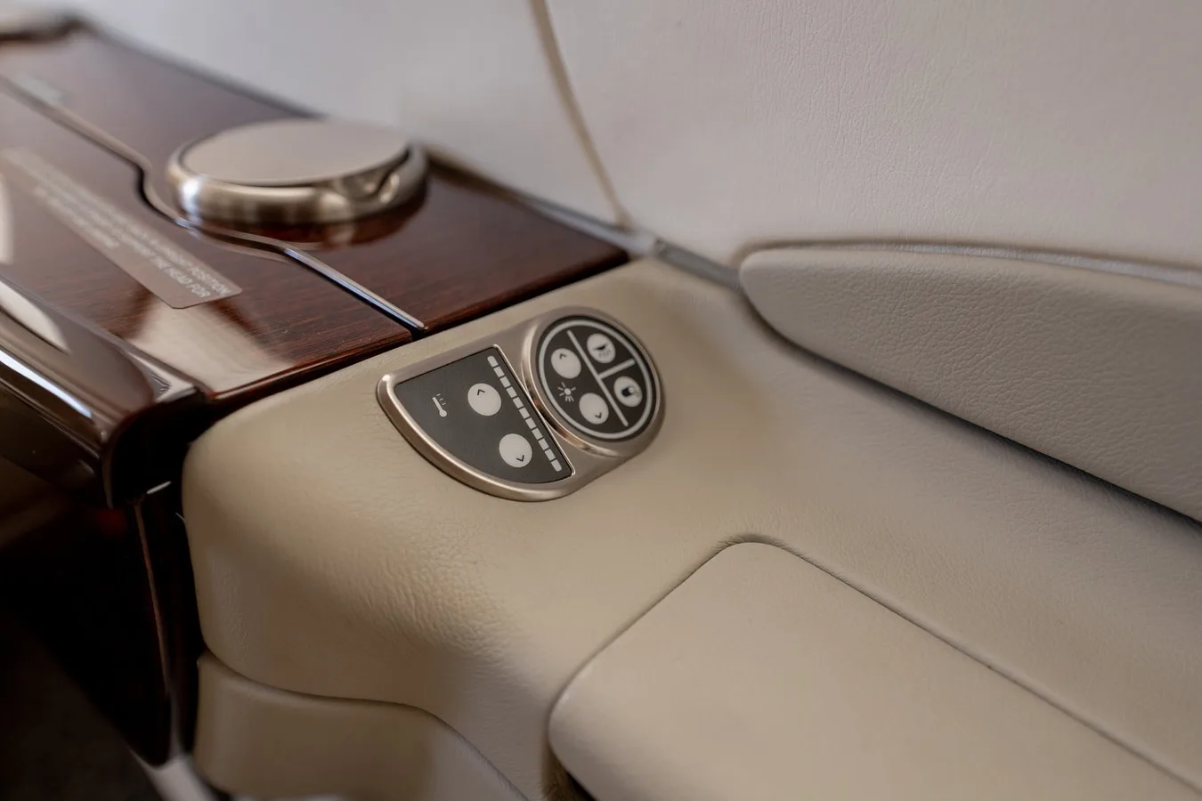 Cabin interior of a 2023 Embraer PHENOM 100EV | Leviate Air Group.