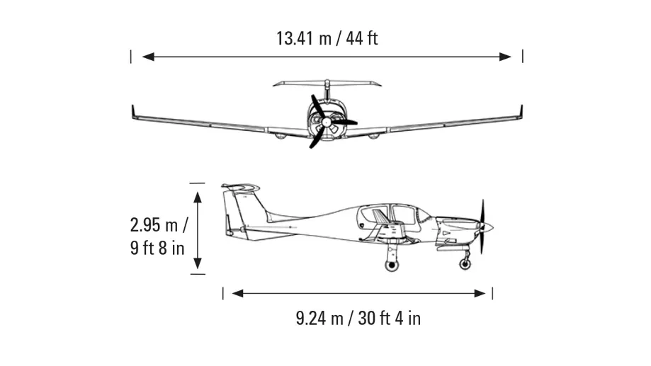 Specification or layout diagram for a 2025 Diamond DA50 RG.