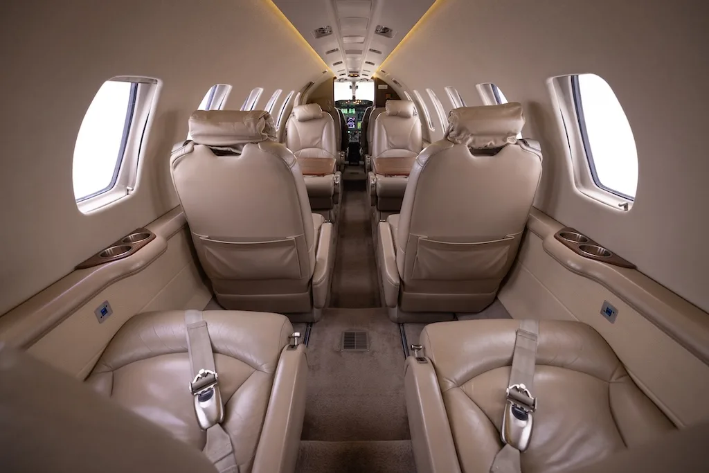 Cabin interior of a 2004 Cessna Citation Encore.
