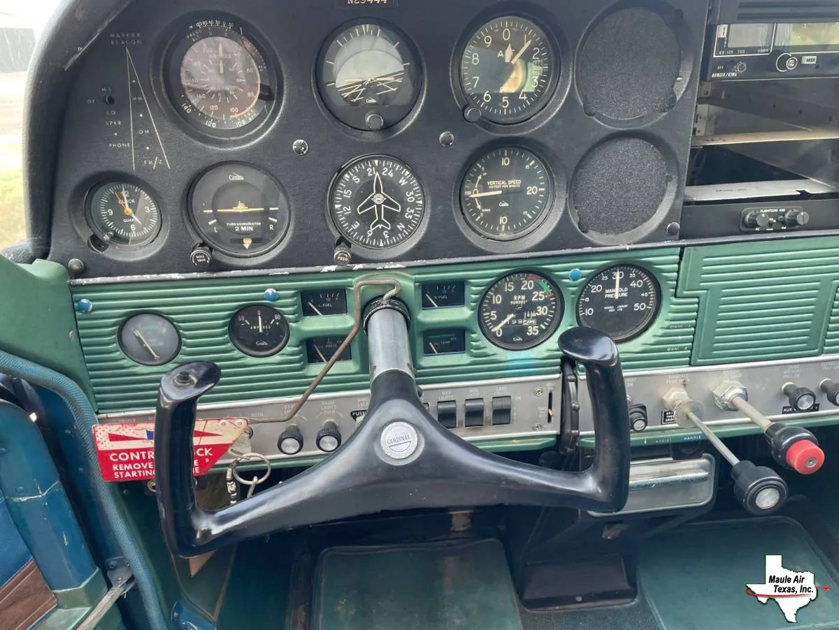 Cockpit and instrument panel of a 1968 Cessna 177 Cardinal.
