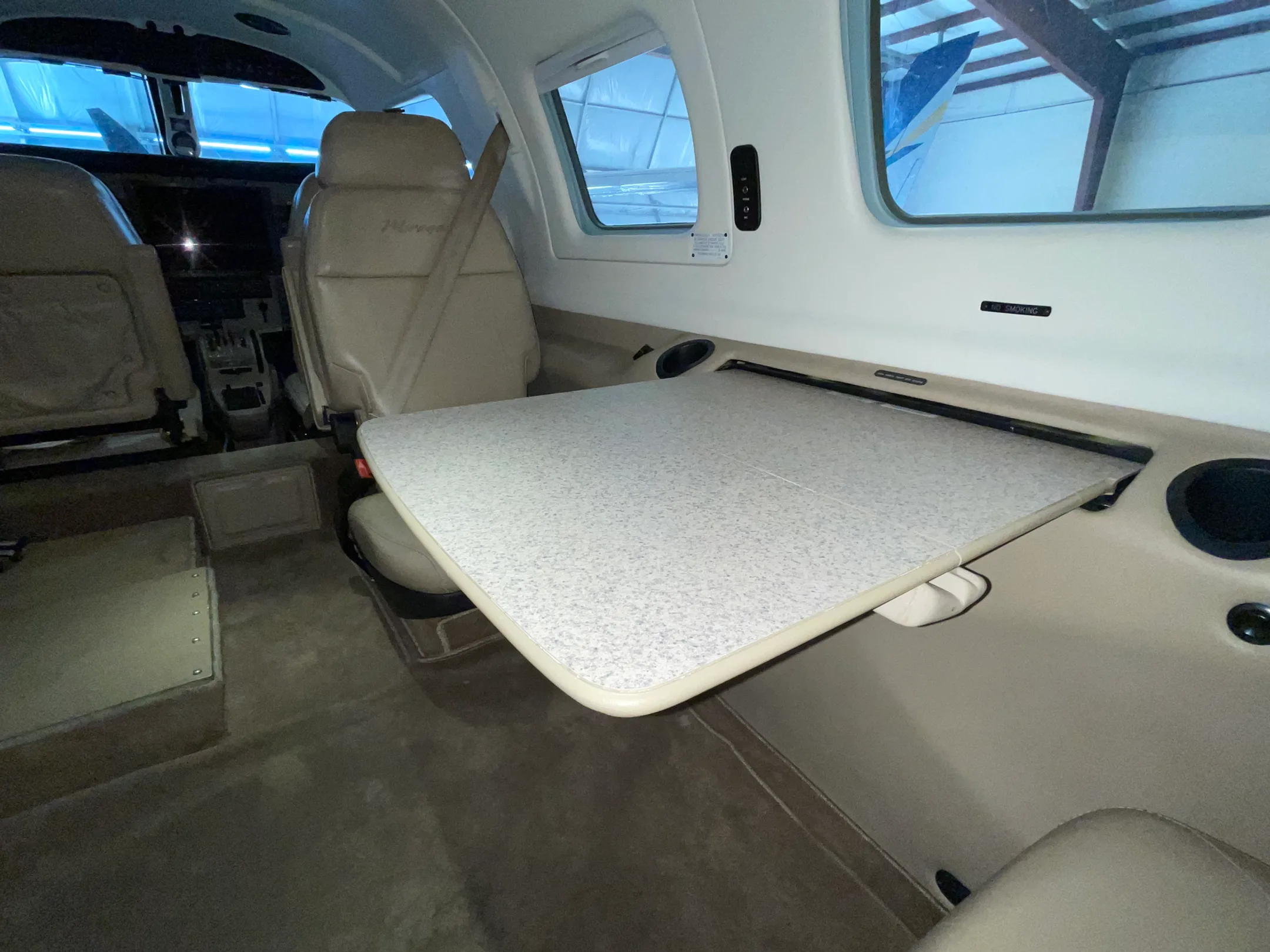 Cabin interior of a 2012 Piper Malibu Mirage.