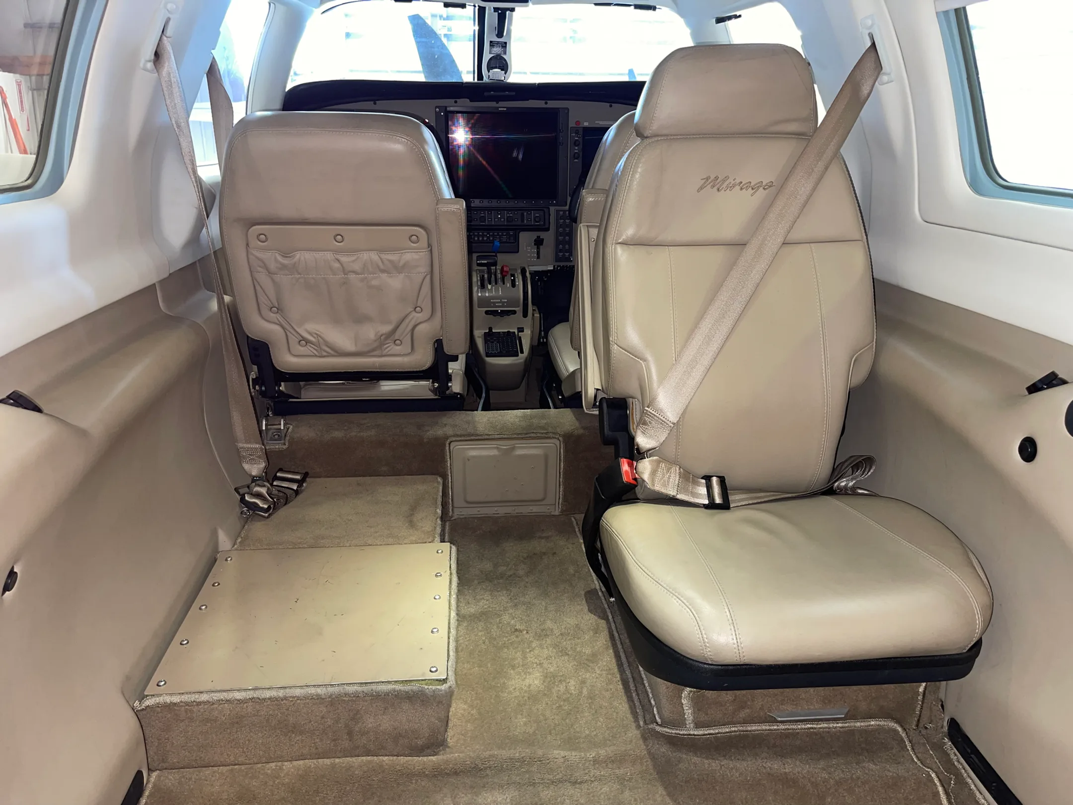 Cabin interior of a 2012 Piper Malibu Mirage.