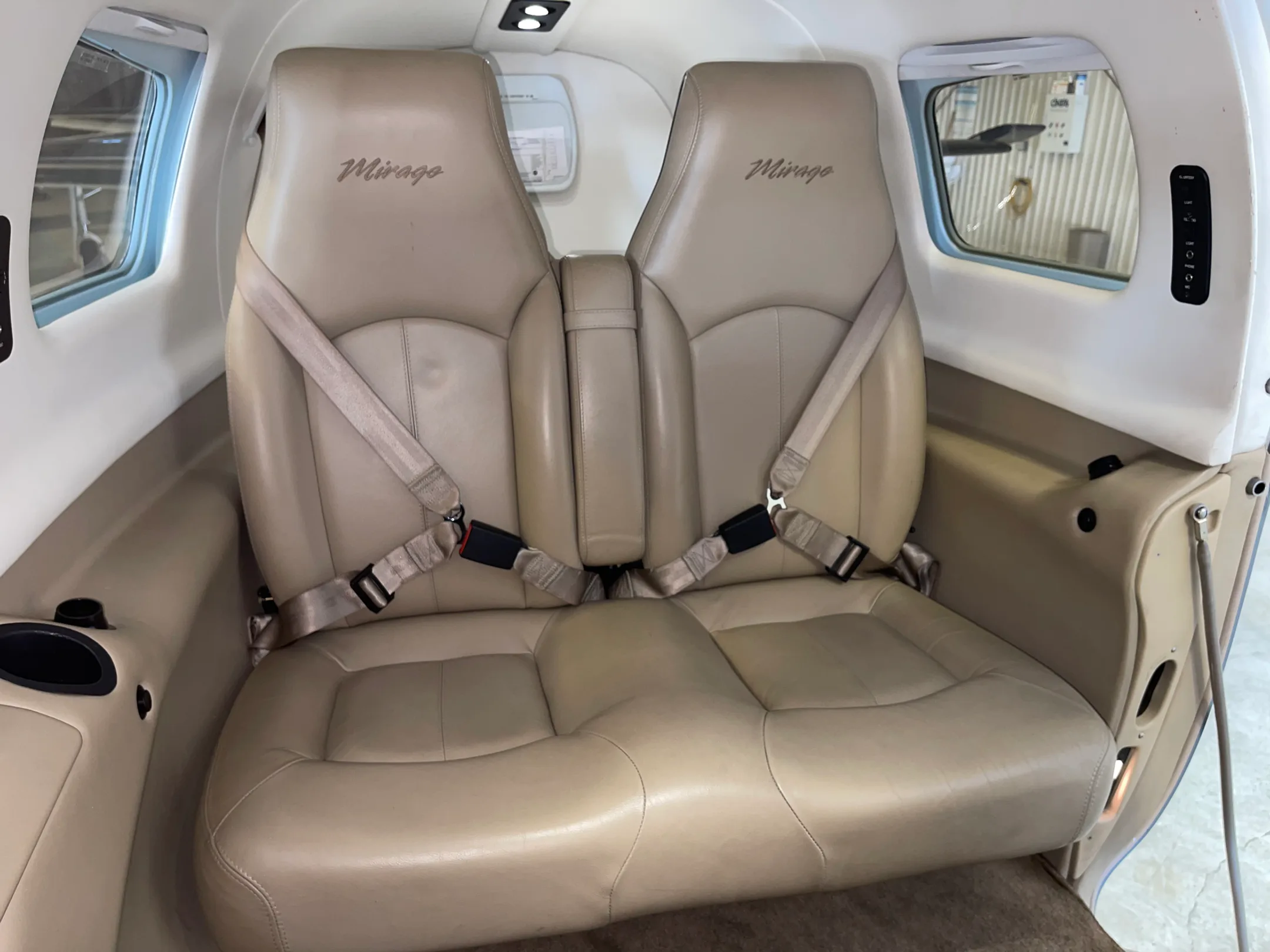 Cabin interior of a 2012 Piper Malibu Mirage.