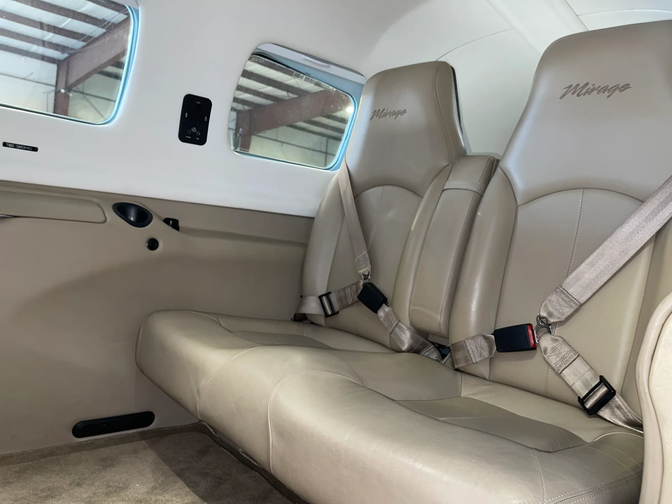 Cabin interior of a 2012 Piper Malibu Mirage.